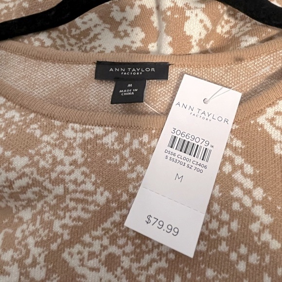 ANN TAYLOR FACTORY Modern Camel Snake Three-Quarter Sleeve Sweater - Women - Picture 6 of 6